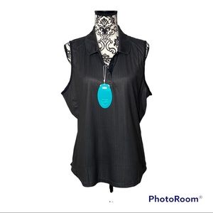 Greg Norman NWT Black Print Play Dry Sleeveless Polo Size XL